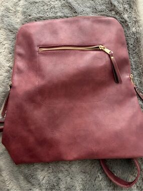 Modern Chic Burgundy Faux Leather Women's Backpack - Sleek Everyday Carry